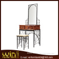 2015 latest wood mirrored dressing table with stool